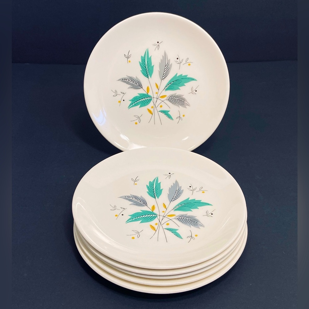 MCM Sovereign Potters Canada Johnson Bros Birkdale Turquoise Leaf Side Plate (6)